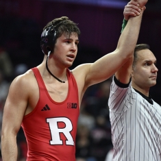 Rutgers wrestler Anthony White on December after a victory against